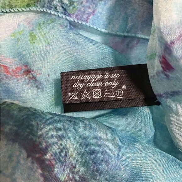 Claude Monet Water Lily Scarf Silk Oblong - Picture 4 of 10